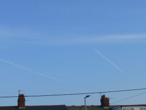 23rd Feb 2019 Saturday . a chemtrail / alumunized sky.