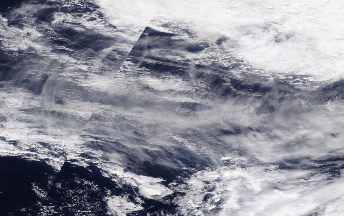 chemtrail geoengineering 6 April 2019 West of Ireland, North Atlantic. https://go.nasa.gov/2Uy517p
