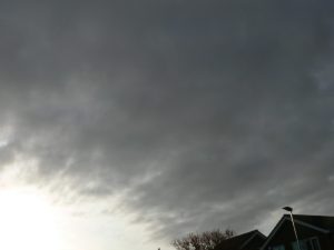 chemtrails UK geoengineering 1st April 2019 08:06 BST note the extent of the spreading haze, now we have the dark grey bank of aluminized cloued arriving from the west.