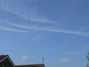 uk chemtrail geoengineering 1st April 2019 11:48 BST a lot of chemtrail this morning, note how it hazes drifts and pollutes the sky. Afternoon totally overcast.