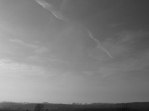 chemtrail ie geoengineering UK 5th April 2019 a hazy aluminized sky 18:14 BST note these trails do not disappear as CONTRAIL ought to but remain and add to the haze.