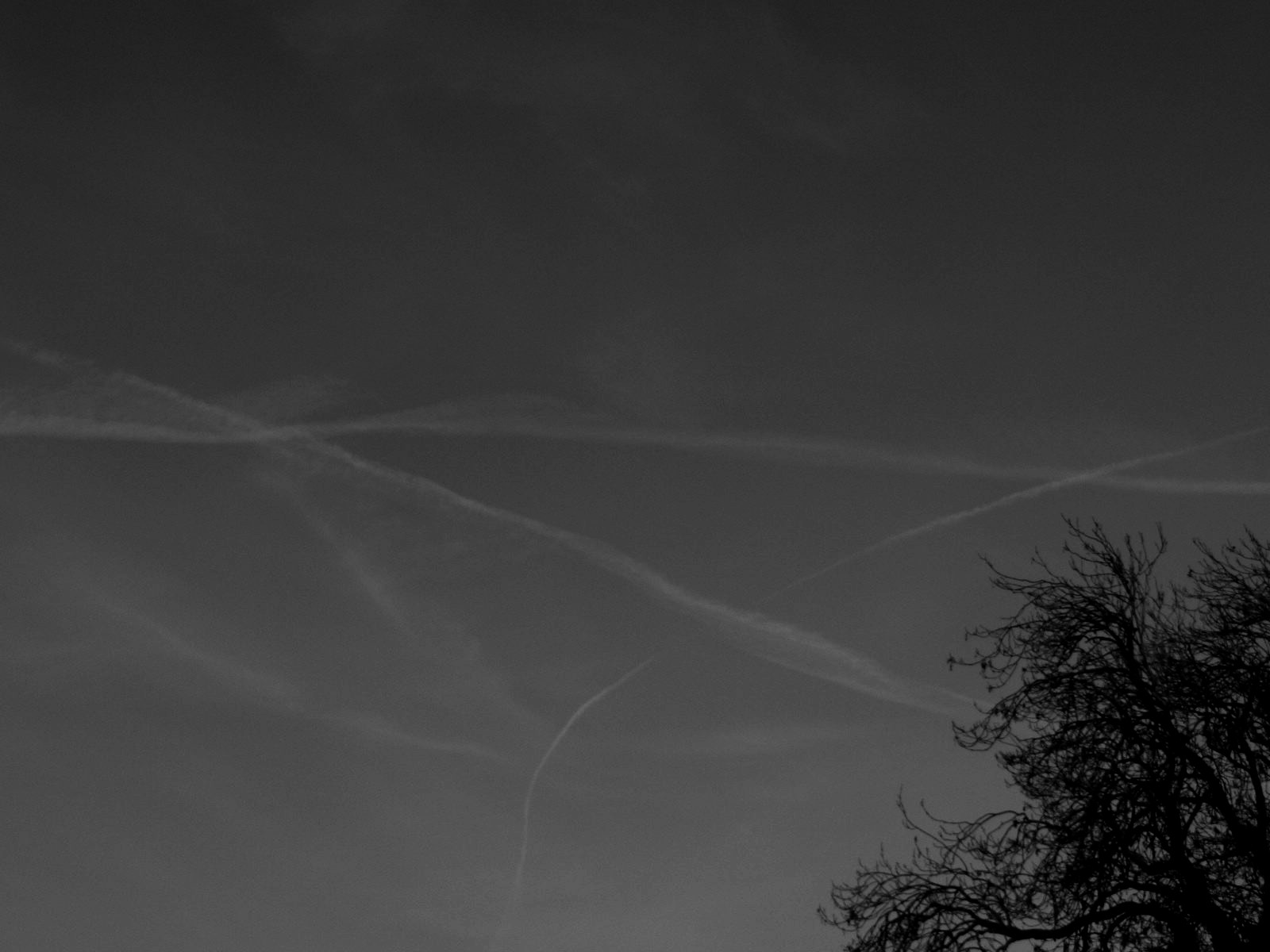 chemtrails / geoengineering ... enhanced image to better convey what is actually seen of chemtrail this teatime, ie north east UK 5th April 2019.