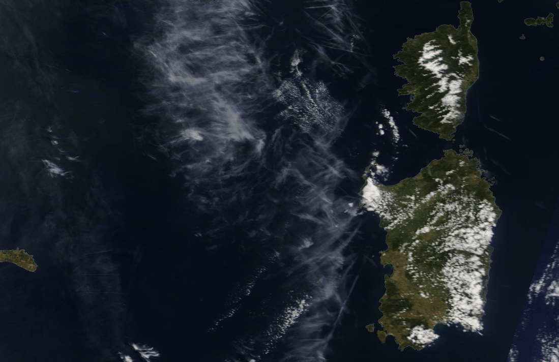 Corsica, Sardinia, chemtrail geoengineering 16 May 2019 ... https://go.nasa.gov/2Ef75YF