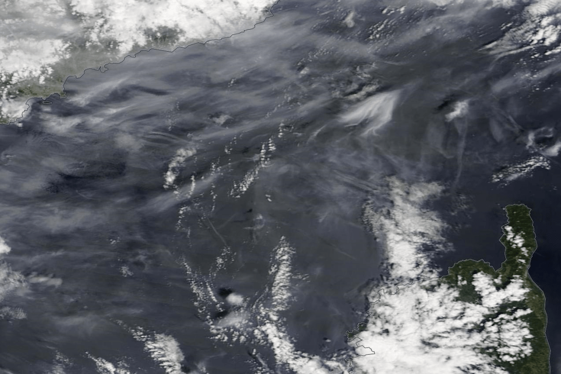 Ligurian Sea, Corsica chemtrail geoengineering, 20 May 2019 ... https://go.nasa.gov/2JSxgaV
