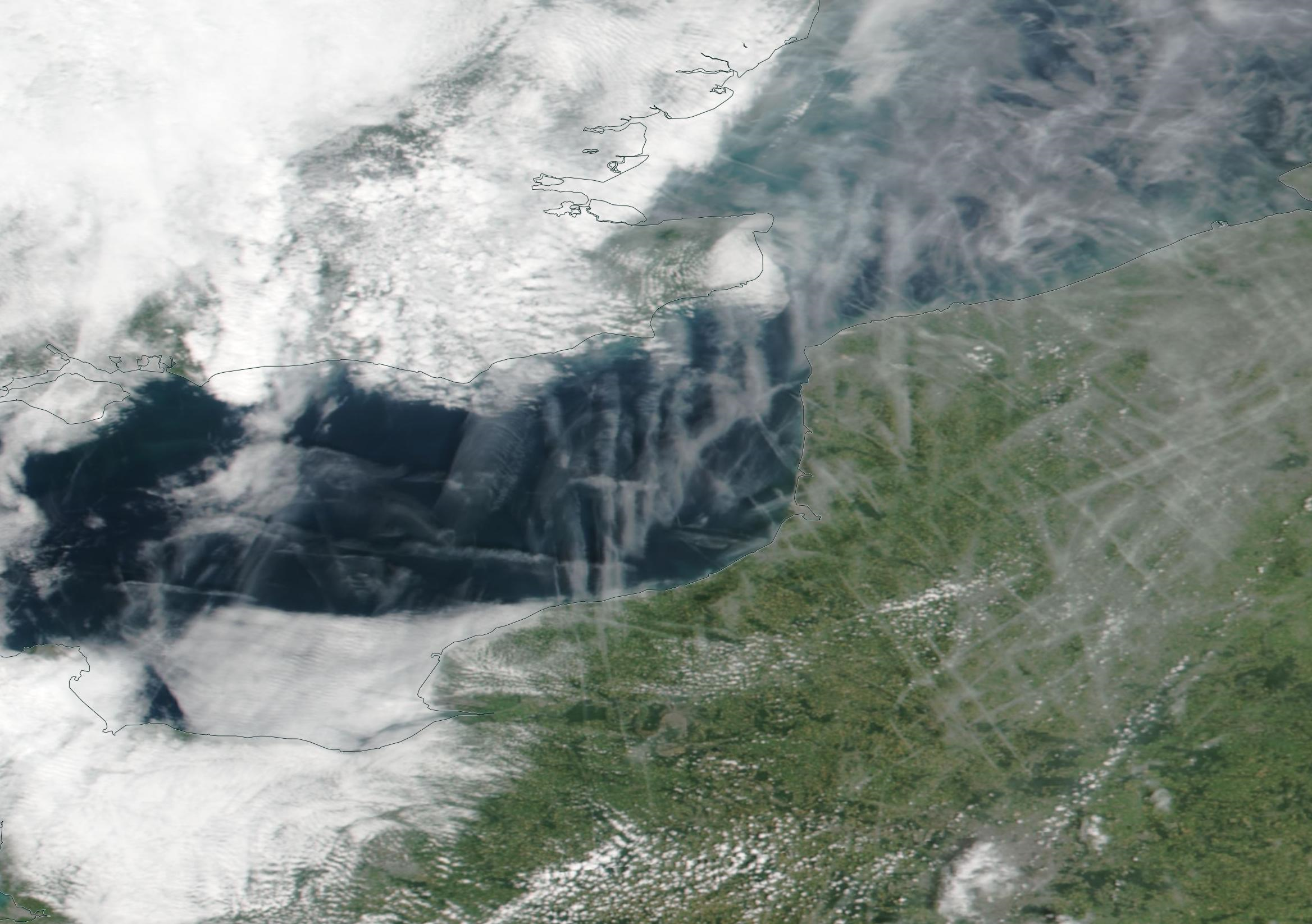 Chemtrail geoengineering English Channel, Le Havre, Calais, Tuesday 25th June 2019. https://go.nasa.gov/2WZjG8F