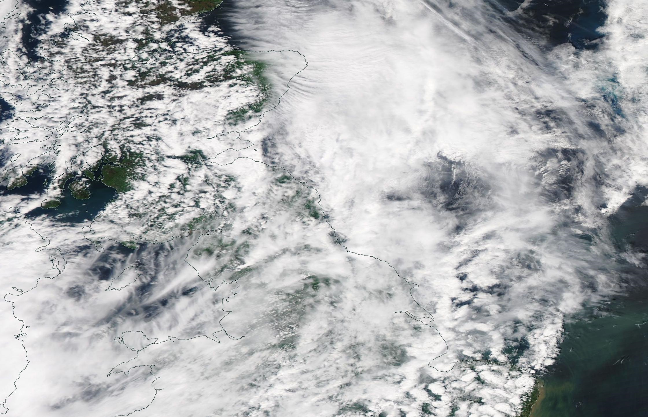 North Sea and the Irish Sea got hammered today, chemtrail geoengineering. 14 June 2019 ... https://go.nasa.gov/2Ki2JEF