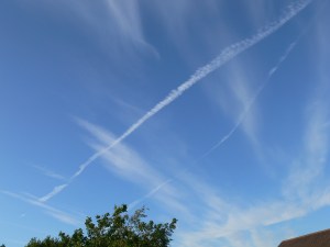 17th June 2019 chemtrail lines in the sky / geoengineering, north east England. Note hazing from an already aluminized sky.