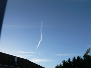 17th June 2019 chemtrail lines in the sky / geoengineering, north east England. Note hazing from an already aluminized sky.