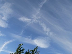 17th June 2019 chemtrail lines in the sky / geoengineering, north east England. Note hazing from an already aluminized sky.