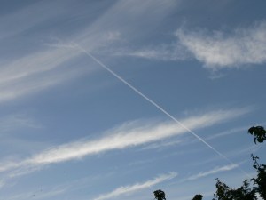 17th June 2019 chemtrail lines in the sky / geoengineering, north east England. Note hazing from an already aluminized sky.