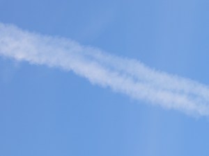 17th June 2019 chemtrail lines in the sky / geoengineering, north east England. Note hazing from an already aluminized sky.