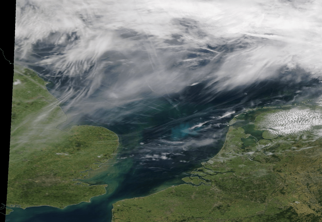 North Sea chemtrail Thursday 4 July 2019. https://go.nasa.gov/2XlX6aF