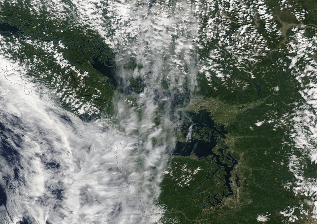 Vancouver Island chemtrail geoengineering Monday 22 July 2019 using Aqua / Modis base layer
