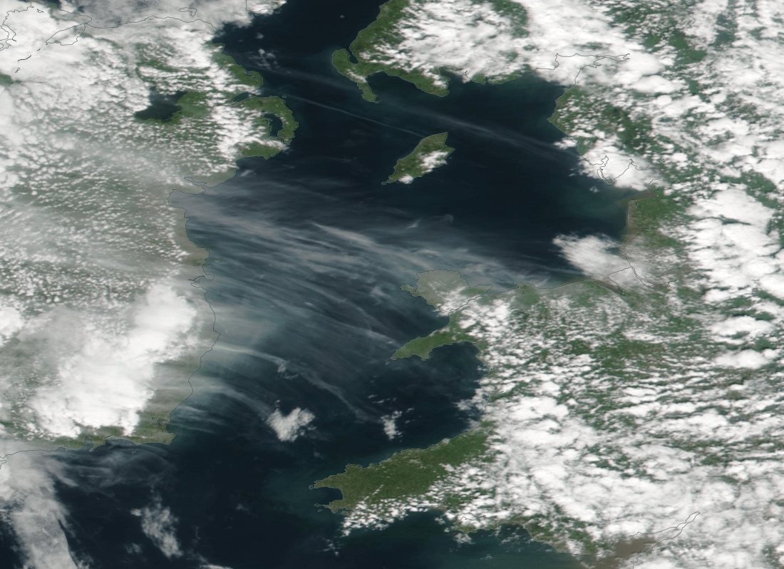 chemtrails Irish Sea 1 August 2019   https://go.nasa.gov/2yxOJ1u