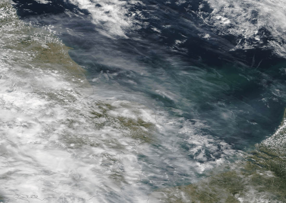 North Sea, Humber, Wash chemtrail geoengineering 4 Aug 2019 https://go.nasa.gov/2OFLeAX