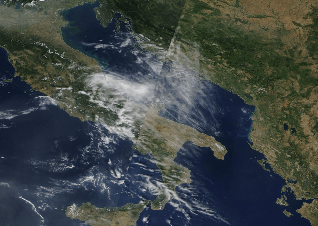 Ancona, Pescara, Split all chemtrailed; chemtrail geoengineering Italy and the Adriatic. Sept 16 2019. https://go.nasa.gov/307RHt3