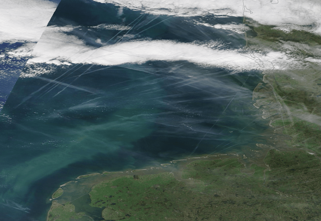 North Sea (south) German Bight, Denmark, Bremen chemtrails. https://go.nasa.gov/36eximi