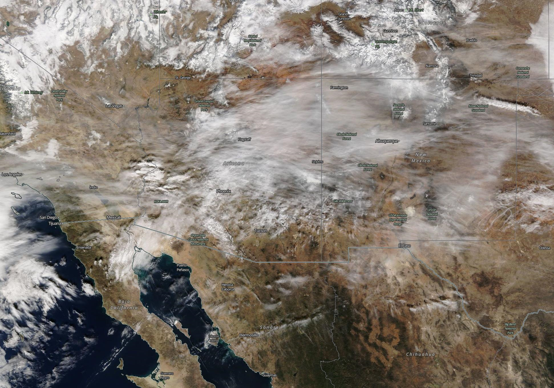 Arizona, New Mexico, Texas chemtrails Friday 6th Dec 2019 https://go.nasa.gov/2Yngzd8