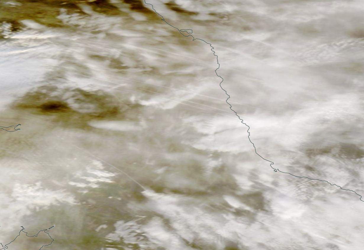 Northern England chemtrails on sat image. Sat 28 Dec 2019. I suggest nearly ALL of the haze present is in fact chemtrail. https://go.nasa.gov/39nh3Vs