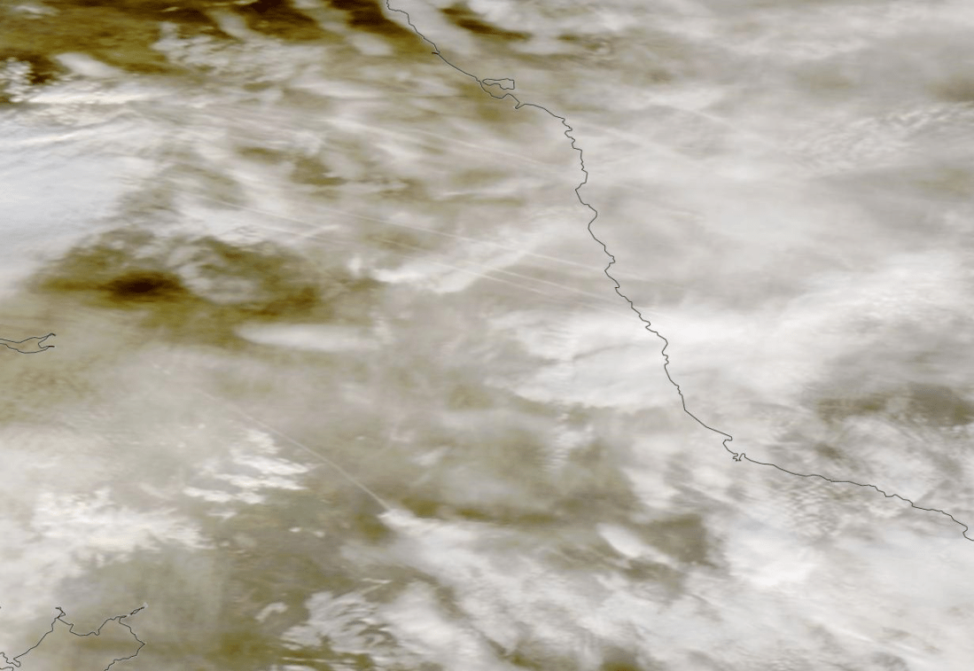 Northern England chemtrails on sat image. Sat 28 Dec 2019. I suggest nearly ALL of the haze present is in fact chemtrail. https://go.nasa.gov/39nh3Vs