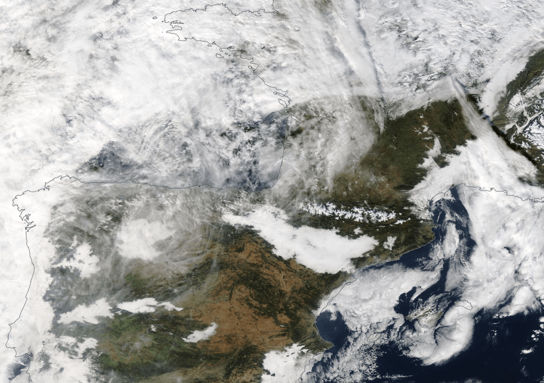 Northern Spain, Biscay, western France chemtrail, 2 Jan 2020. https://go.nasa.gov/2sGN7TY
